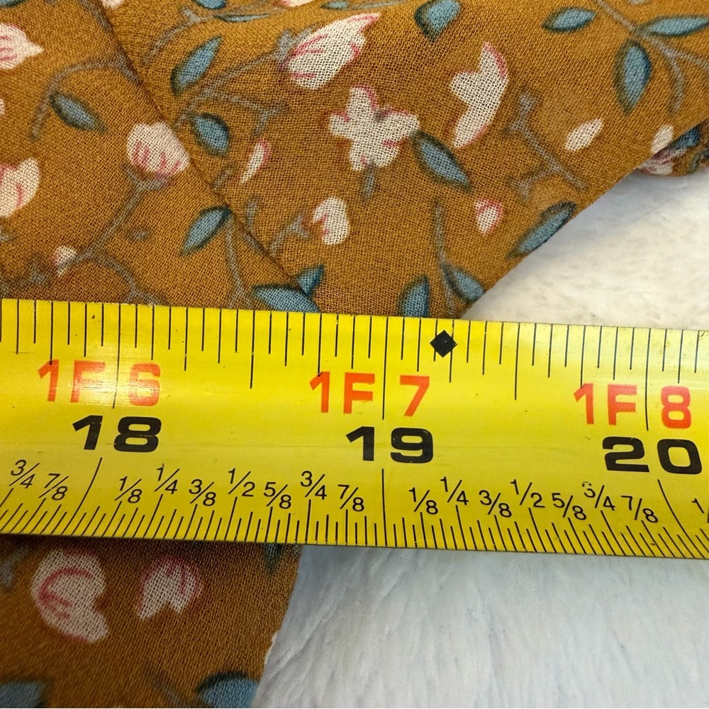 Piper & Scoot Floral Mustard Midi Button Up V Neck Dress - Picture 13 of 14